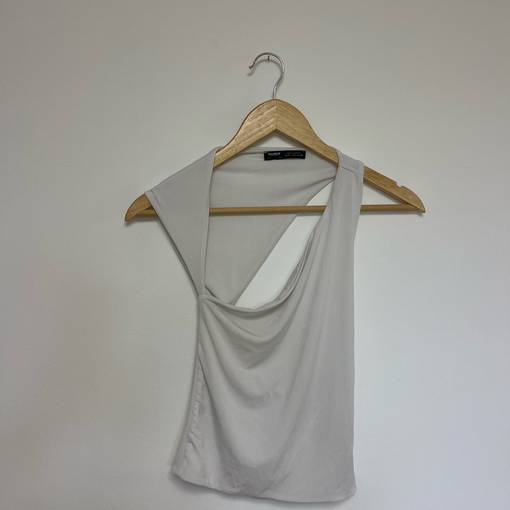 Pull&Bear Neutral Draped Asymmetric Tank Top